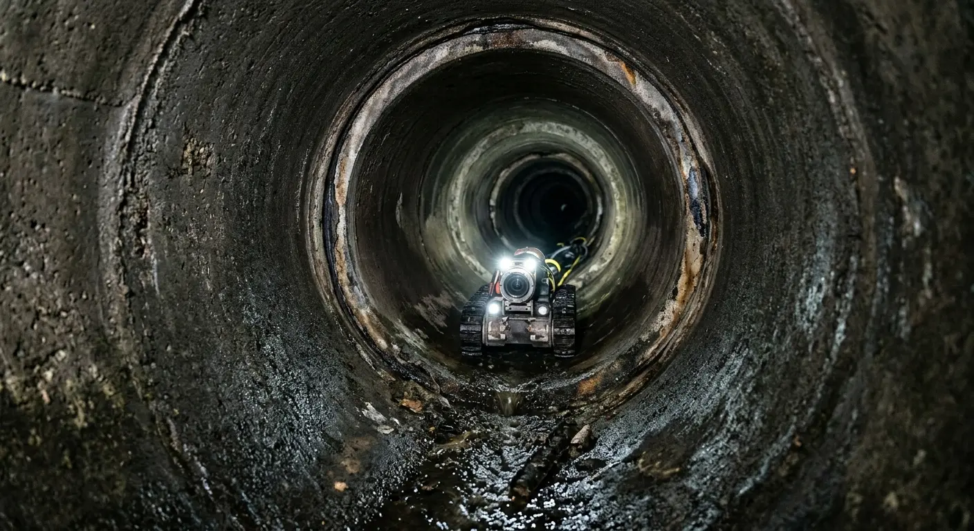 Robotic sewer camera inspecting pipe interior for Sewer Line Repair in North Fort Lewis